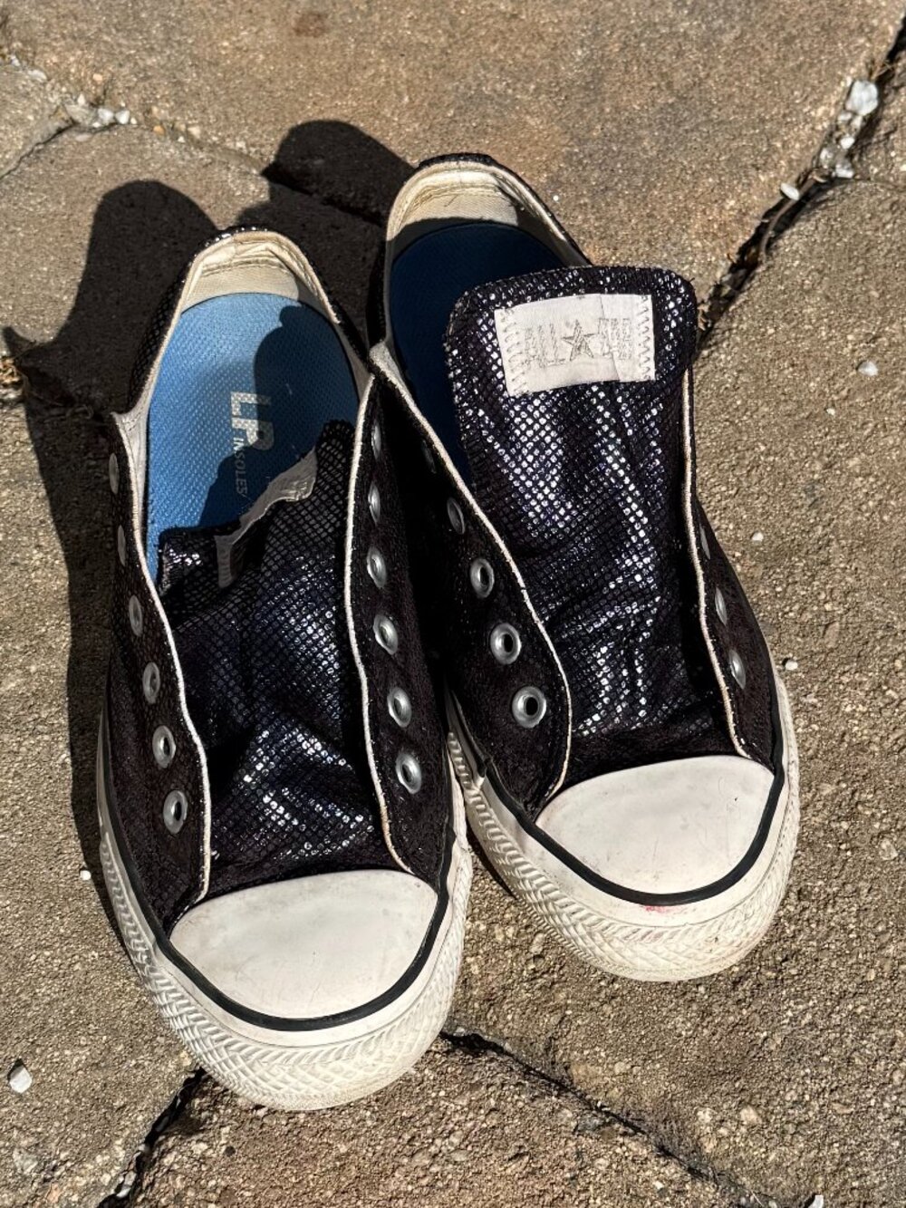 Converse purple shimmery snakeskin-like texture- NOTE ON SIZE